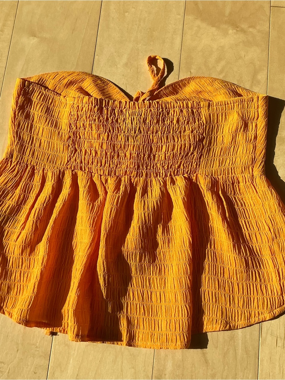 Women’s Orange Drawstring Ruffle top - Picture 2 of 3